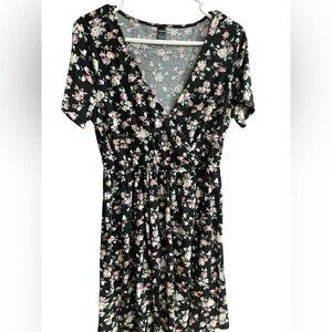 SHEIN Black Floral Midi Dress